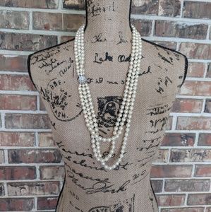 European Faux Pearl necklace - triple strand